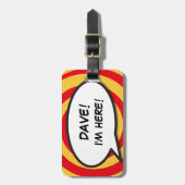 Grappige stripboek IK BEN HIER Persoonlijk Bagagelabel (Voorkant verticaal)