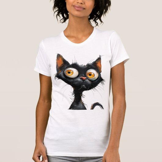 Grappige stripkarikatuur kat t-shirt (Voorkant)