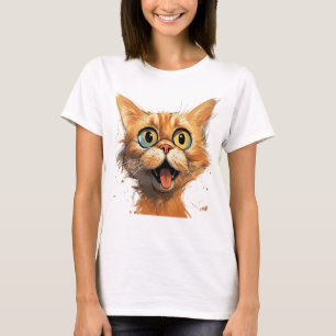 Grappige stripkarikatuur kat t-shirt
