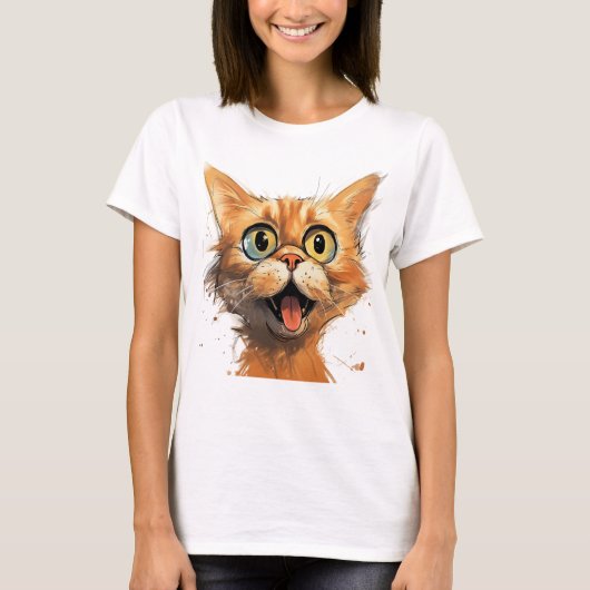 Grappige stripkarikatuur kat t-shirt (Voorkant)