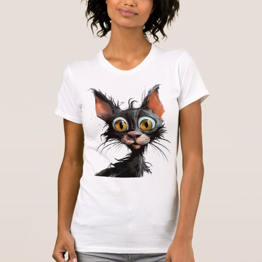 Grappige stripkarikatuur kat t-shirt (Voorkant)