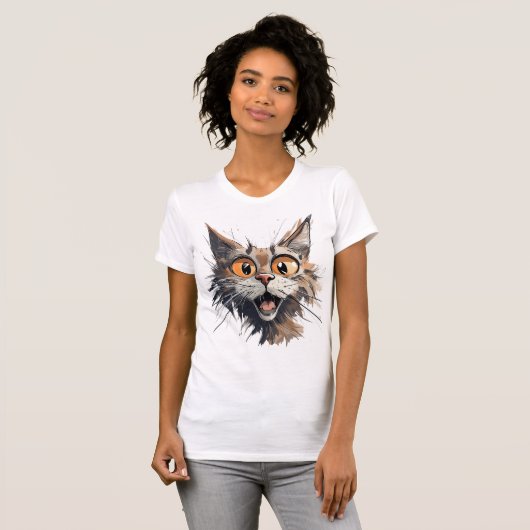 Grappige stripkarikatuur kat t-shirt (Voorkant volledig)