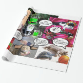 GRAPPIGE STRIPS VAN VREEMDE PRATENDE KATTEN CADEAUPAPIER (Uitgerold)