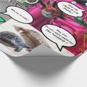 GRAPPIGE STRIPS VAN VREEMDE PRATENDE KATTEN CADEAUPAPIER (Hoek)