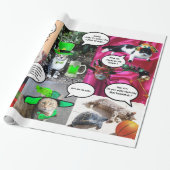 GRAPPIGE STRIPS VAN VREEMDE PRATENDE KATTEN CADEAUPAPIER (Uitgerold)