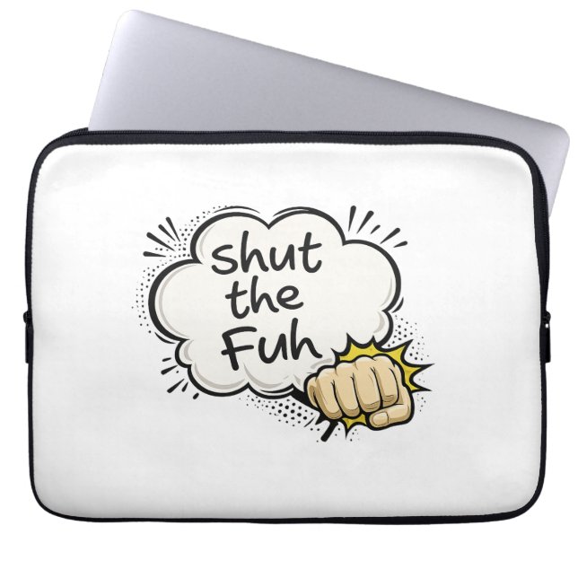 Grappige stripstijl "Hou je bek" laptophoes Laptop Sleeve (Voorkant)