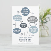 Grappige Stroomdiagram Blauwe Trouw Save the Date (Staand voorkant)