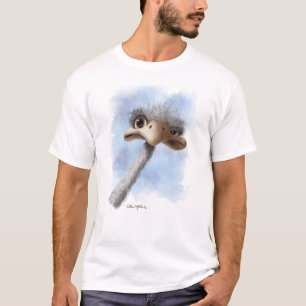 Grappige Struisvogel Caricatuur T-shirt