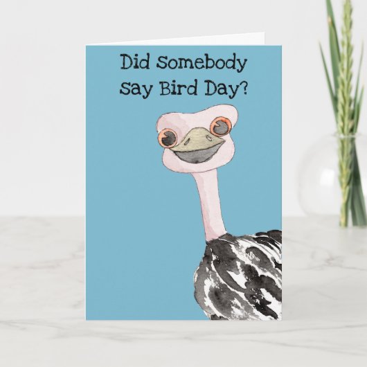 Grappige struisvogel dag verjaardag kaart (Voorkant)
