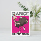 Grappige struisvogel dansen alsof niemand naar de briefkaart (Staand voorkant)