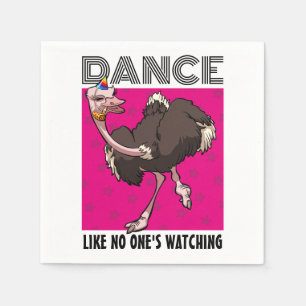 Grappige struisvogel dansen alsof niemand naar de  servet