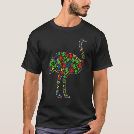 Grappige Struisvogel Dieren Puzzelstukken Autisme T-shirt (Voorkant)