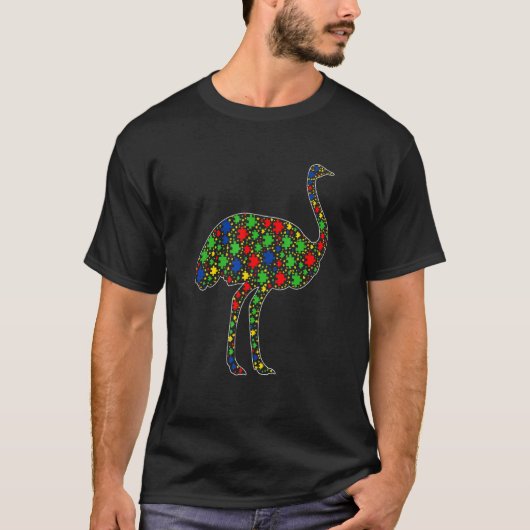 Grappige Struisvogel Dieren Puzzelstukken Autisme  T-shirt (Voorkant)