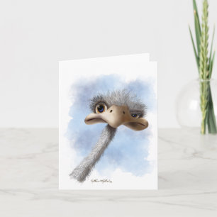 Grappige struisvogel karikatuur kaart