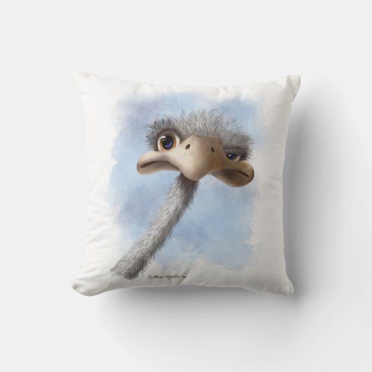 Grappige struisvogel karikatuur kussen (Voorkant)