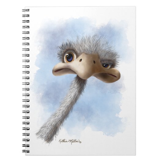 Grappige struisvogel karikatuur notitieboek (Voorkant)
