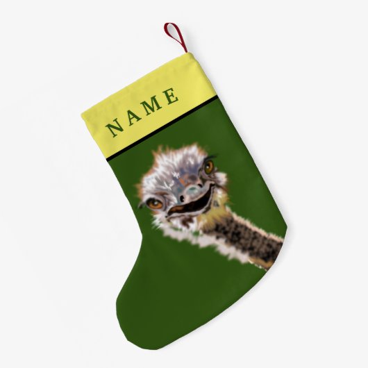 Grappige struisvogel kerstkous met aangepaste naam kleine kerstsok (Achterkant (Hangend))
