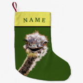 Grappige struisvogel kerstkous met aangepaste naam kleine kerstsok (Voorkant)