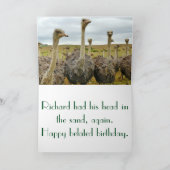 Grappige struisvogel laat verjaardagskaart kaart (Binnen)