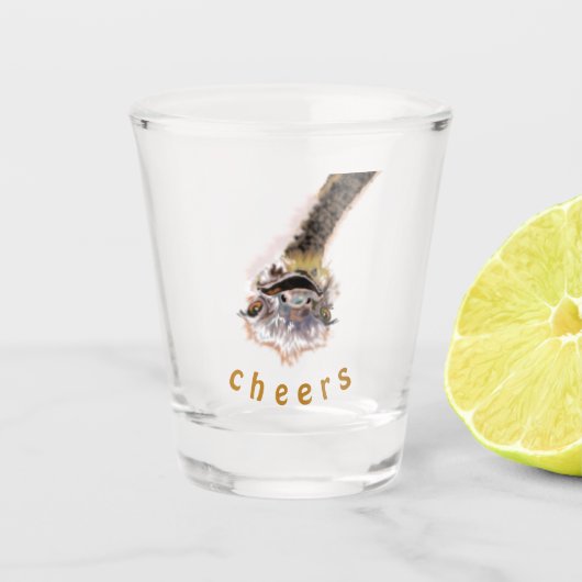 Grappige struisvogel schot glas juichen - aangepas (Voorkant)