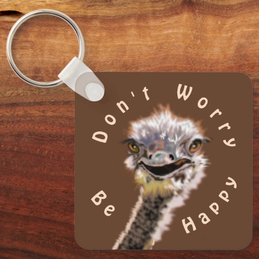 Grappige struisvogel Sleutelhanger cadeau - Maak j (Voorkant)