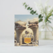 Grappige Struisvogel Theetijd Briefkaart (Staand voorkant)
