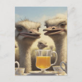 Grappige Struisvogel Theetijd Briefkaart (Voorkant)