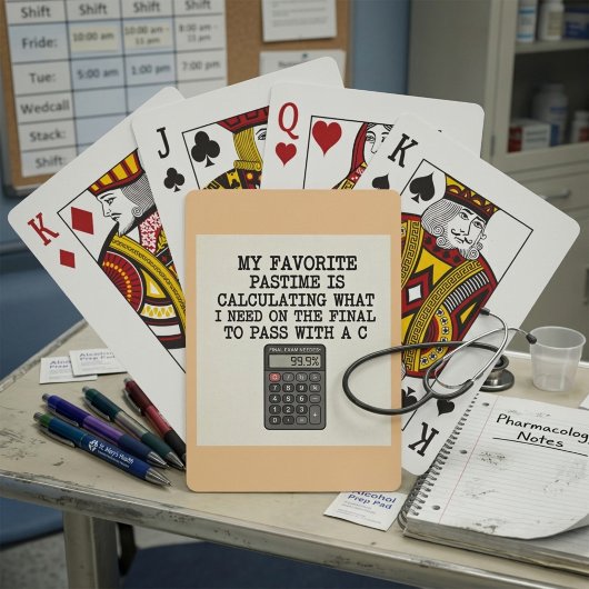 Grappige student eindexamen rekenmachine citaat pokerkaarten