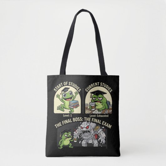Grappige Student Kikker Eindtoets Level Baas Tote Bag (Voorkant)