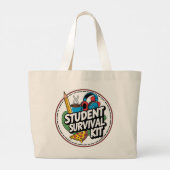 Grappige Student Survival Kit Terug naar School Sh Grote Tote Bag (Achterkant)