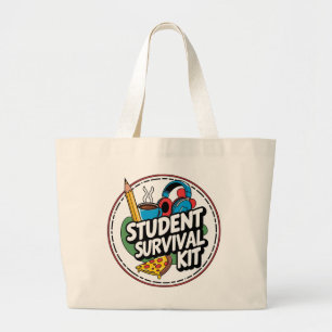 Grappige Student Survival Kit Terug naar School Sh Grote Tote Bag