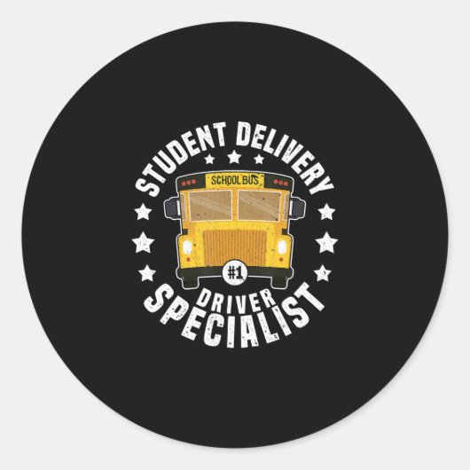 Grappige studenten Bus-chauffeur School Bus chauff Ronde Sticker (Voorkant)