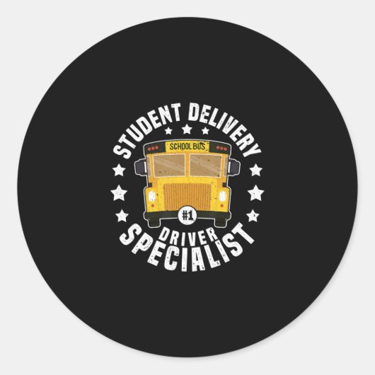 Grappige studenten Bus-chauffeur School Bus chauff Ronde Sticker (Voorkant)