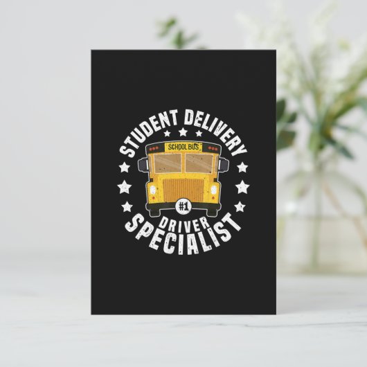 Grappige studenten Bus-chauffeur School Bus chauff RSVP Kaartje (Staand voorkant)