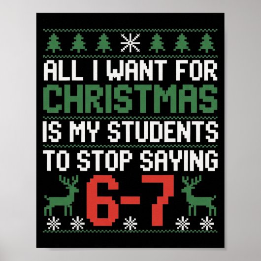 Grappige studenten zeggen 6-7 67 Zes Zeven Docent Poster (Voorkant)