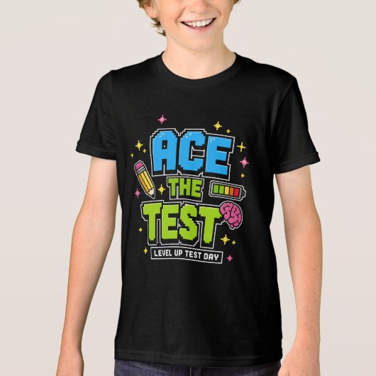 Grappige Studententest Ace De Test Level Up Test D Tri-Blend Shirt (Voorkant)