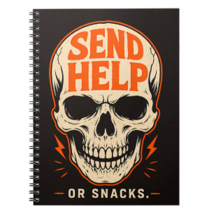 Grappige Stuur Hulp Of Snacks Retro Schedel Notitieboek