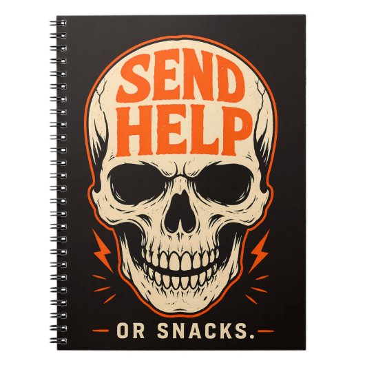Grappige Stuur Hulp Of Snacks Retro Schedel Notitieboek (Voorkant)