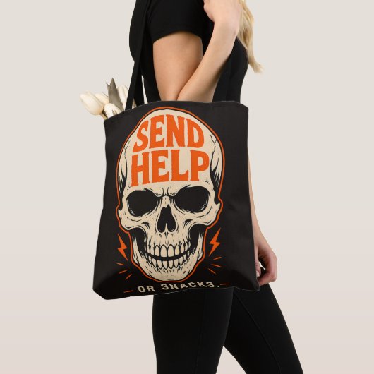 Grappige Stuur Hulp Of Snacks Retro Schedel Tote Bag (Dichtbij)