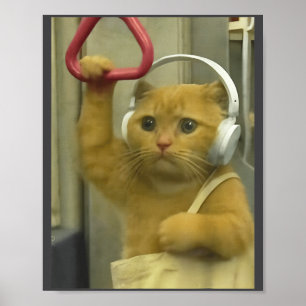 Grappige Subway Kat Meme Stud Brainrot Katten Humo Poster
