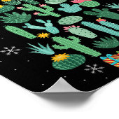 Grappige Succulent Kerstboom Cactus Tuinier  Poster (Hoek)