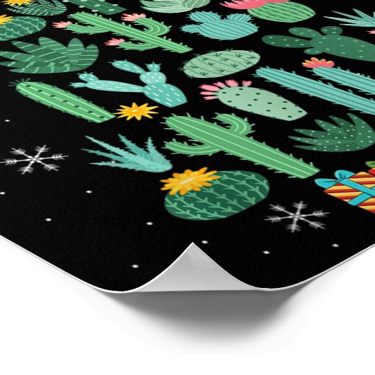 Grappige Succulent Kerstboom Cactus Tuinier  Poster (Hoek)