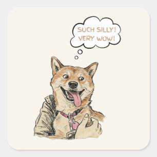 Grappige "Such Silly Very Wow" Shiba Inu Doge Meme Vierkante Sticker