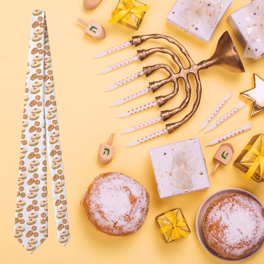 Grappige Sufganiyot en Latkes Joodse Gift Chanoeka Stropdas
