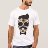 Grappige Sugar Skull Hipster Mustache Nerd Hallowe T-shirt (Voorkant)