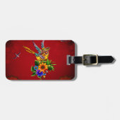 Grappige suiker schedel vogel bagagelabel (Voorkant horizontaal)