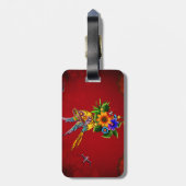 Grappige suiker schedel vogel bagagelabel (Achterkant verticaal)