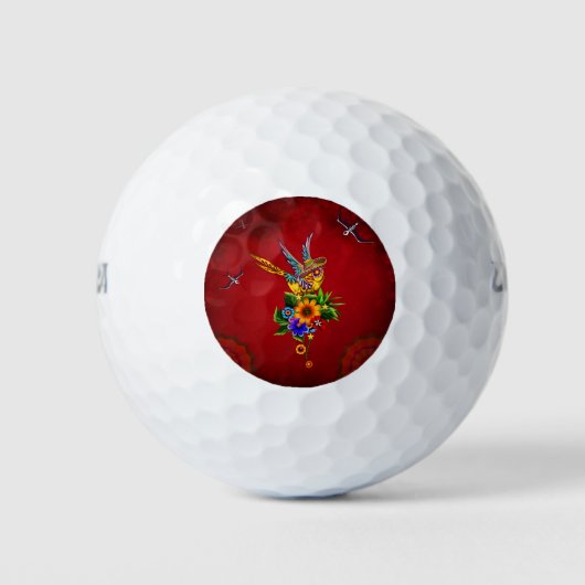 Grappige suiker schedel vogel golfballen (Voorkant)
