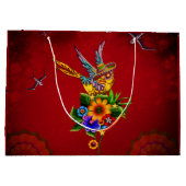 Grappige suiker schedel vogel groot cadeauzakje (Achterkant)