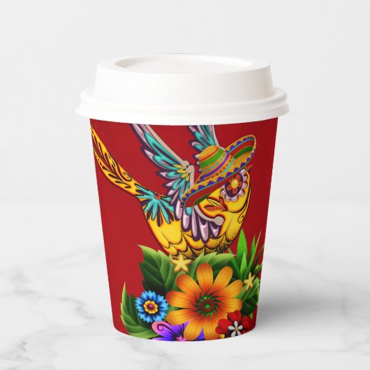 Grappige suiker schedel vogel papieren bekers (Links)